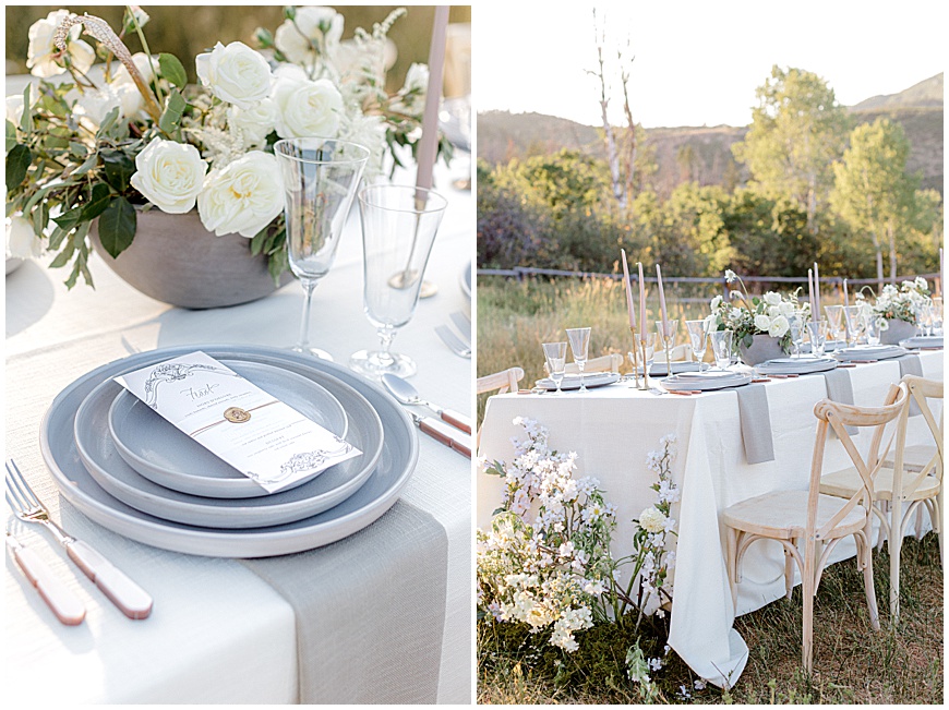 neutral wedding table setting