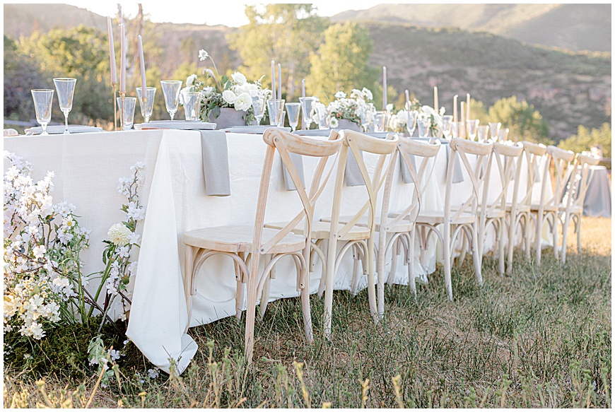 garden inspired mountain wedding table setting
