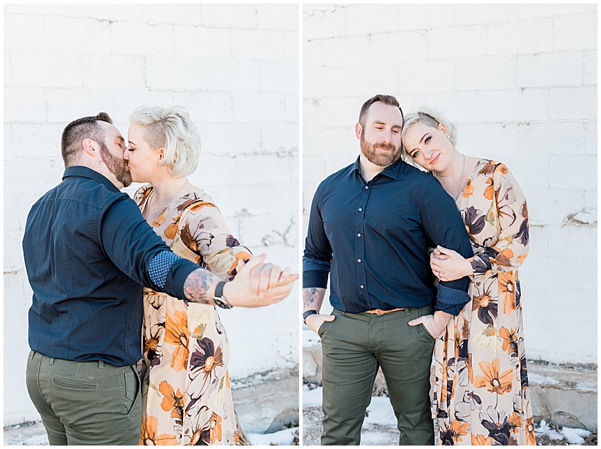 White wall Engagement Photos