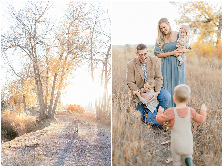 Family photoshoot in a field.