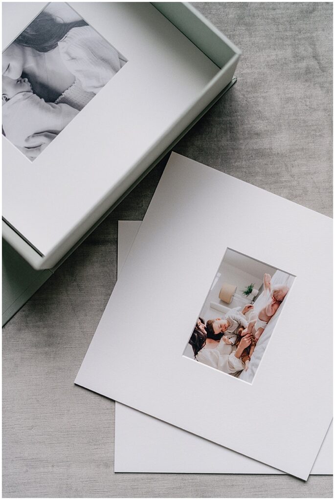 linen matted print box with 10x10 matted print