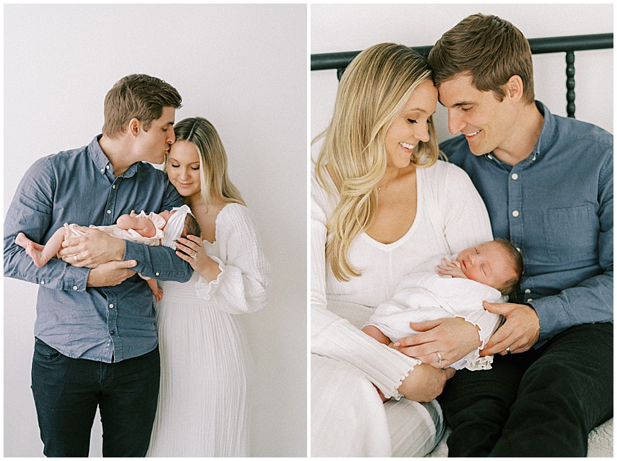Denver newborn photographer featuring a newborn session with mom, dad, and baby.