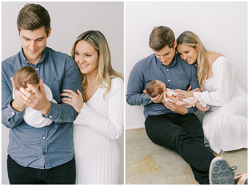 Denver newborn photographer featuring mom, dad, and baby.