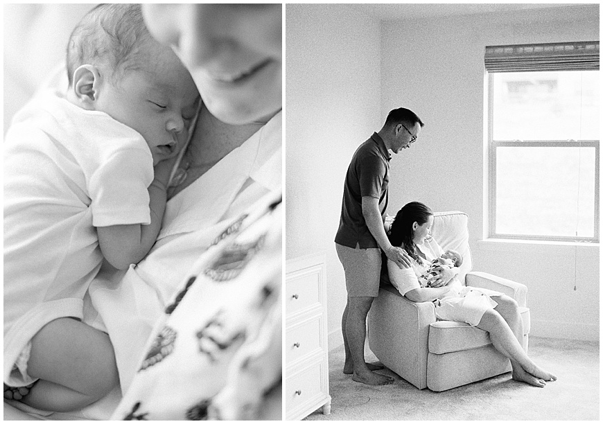 Family photoshoot of a mother and Father holding newborn baby during their Denver Baby Plan Membership