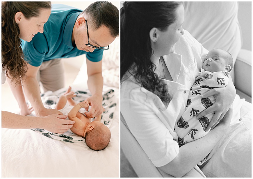 Mother and Father holding newborn baby during their Denver Newborn Session