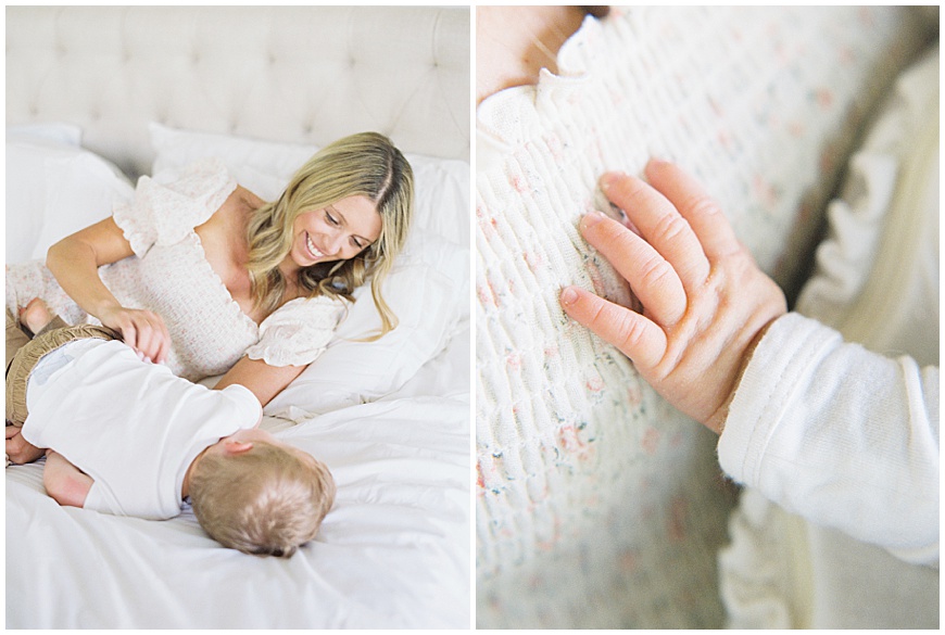 mother and son playing during denver newborn session