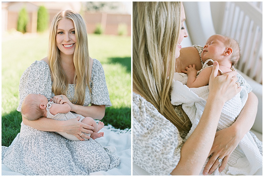 Mother with Newborn and Sibling: Loving Mother cradling her newborn baby girl and her excited young sibling, radiating joy and connection.