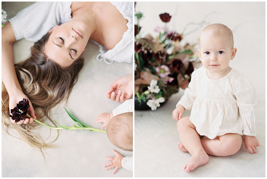 baby and flowers studio session