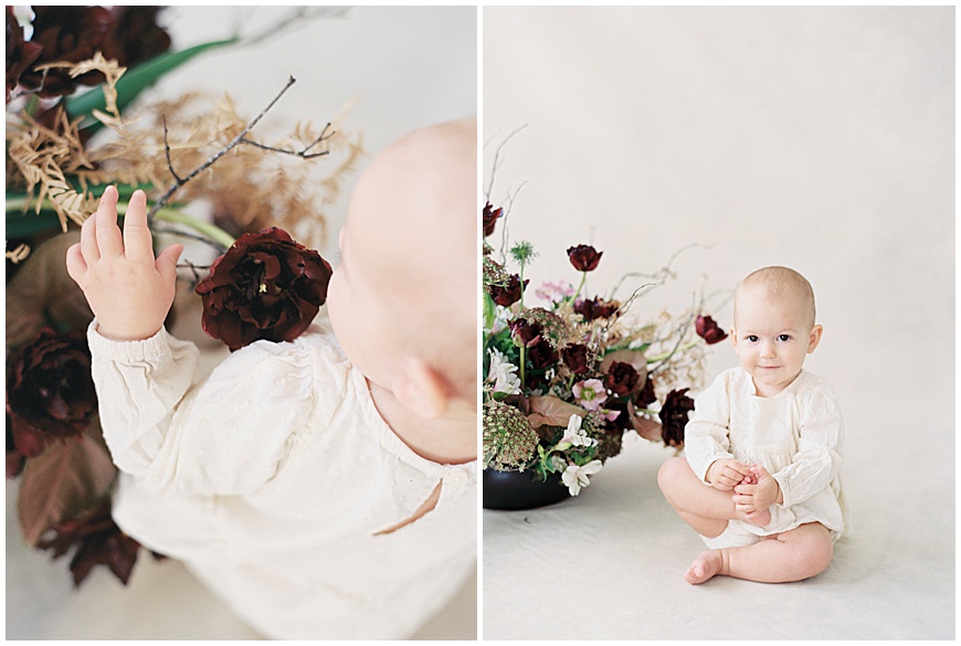 baby and flowers studio session